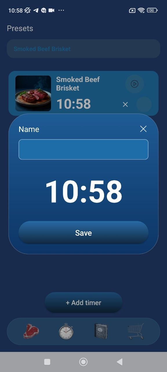 Timer modal screen